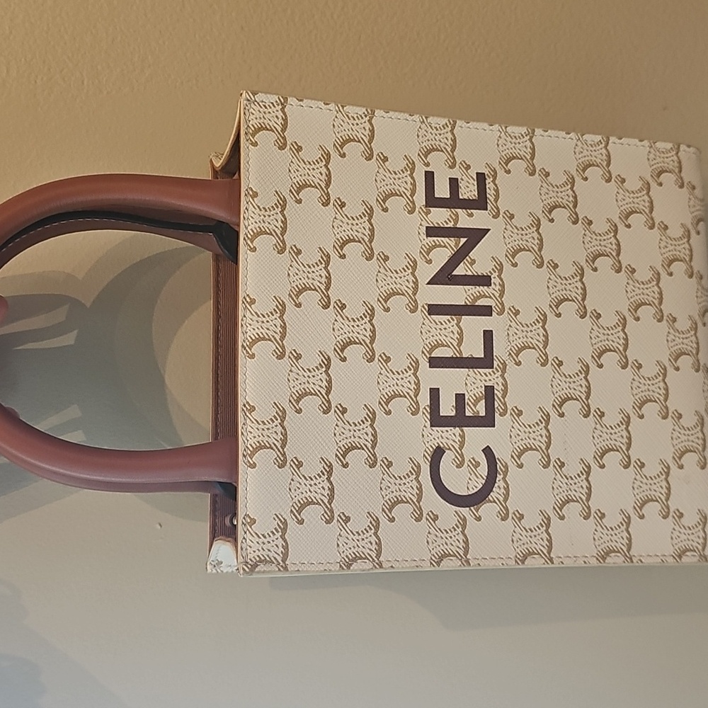 Celine Mini Vertical Cabas IN Triomphe Canvas with Celine print
